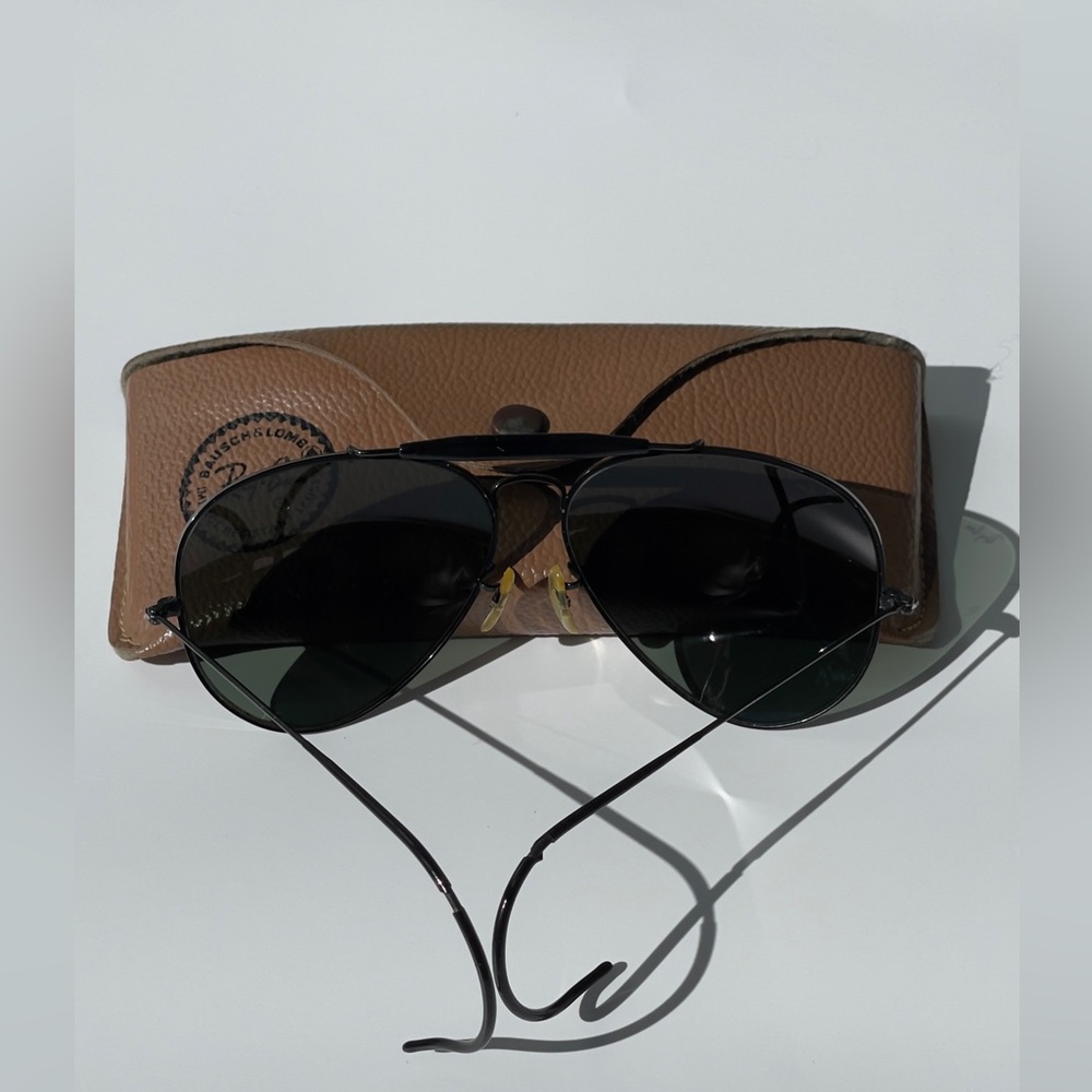 Vintage B&L Ray-Ban Outdoorsman RARE Black Chrome 62mm CableTemples G-15 w/case - Picture 16 of 17